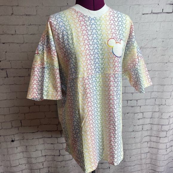 Disney Spirit Jersey size small rainbow pride short sleeve MICKEY shirt - Picture 2 of 8
